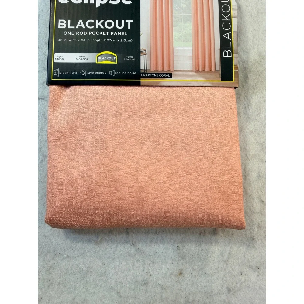 Eclipse Braxton Blackout Curtain Panel 42x84 Coral Thermaback Energy Saving new